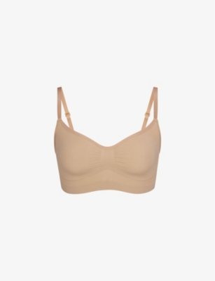 Shop Skims Sculpting Scoop-neck Stretch-woven Bra In Nude (lingerie)