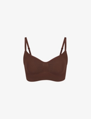 Shop Skims Women's Cocoa Sculpting Scoop-neck Stretch-woven Bra In Brown