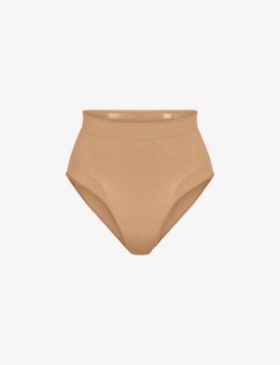 Skims Womens Ochre Sculpting Mid-rise Stretch-woven Briefs In Ochre
