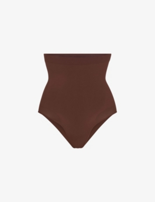 Skims Sculpting Super High-rise Stretch-woven Briefs In Cocoa