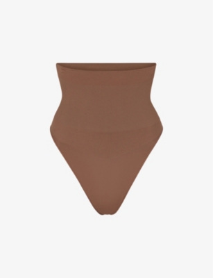 Skims Womens Jasper Seamless Sculpt High-rise Stretch-woven Thong In Jasper