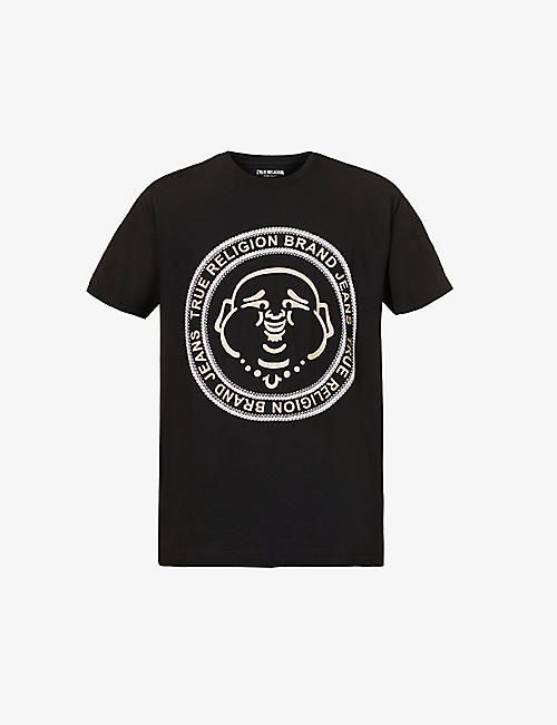 TRUE RELIGION: Buddha-print crewneck regular-fit cotton-jersey T-shirt