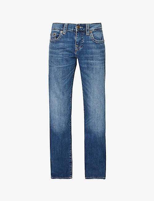 TRUE RELIGION: Billy embroidered straight-leg relaxed-fit stretch-denim jeans