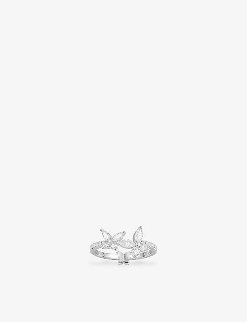 APM MONACO: 蝴蝶装饰纯银和方晶锆石戒指
