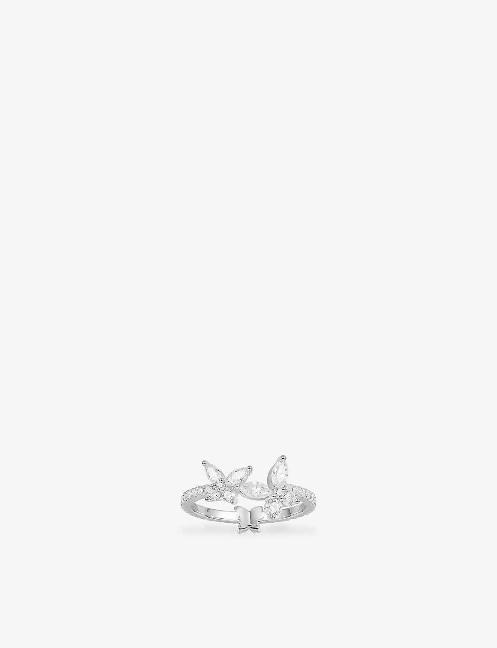 Apm Monaco Womens Silver Butterfly Sterling-silver And Cubic Zirconia Ring