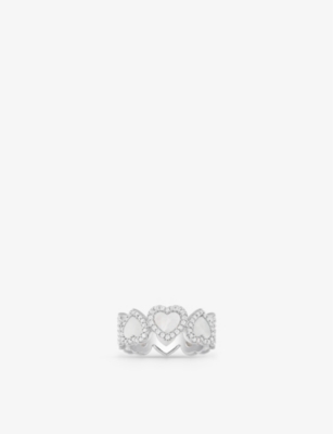 APM MONACO Heart-band sterling-silver, cubic zirconia and nacre