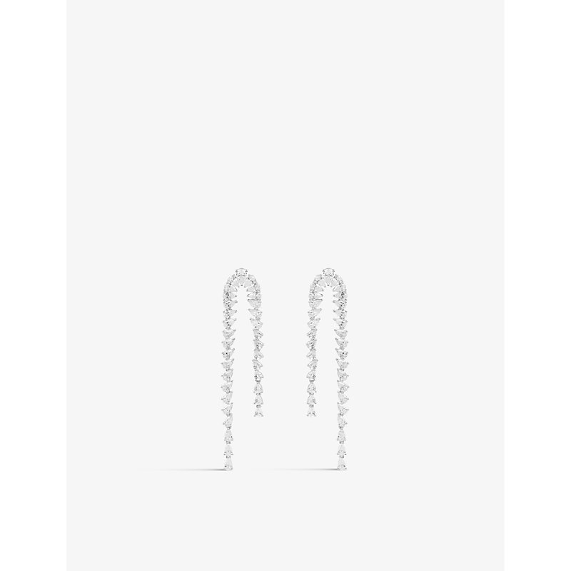Apm Monaco Womens Silver Cascade Sterling-silver And Cubic Zirconia Drop Earrings