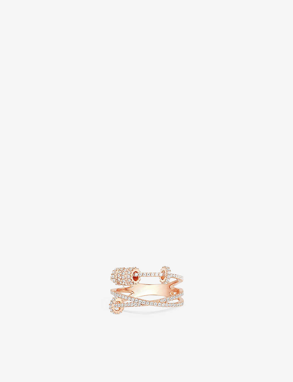 Apm Monaco Triple-band 18ct Rose Gold-plated Metal Alloy And Cubic Zirconia Ring