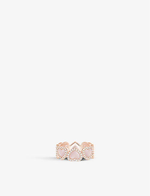 APM MONACO: Full Heart 18ct rose gold-plated metal alloy and cubic zirconia ring