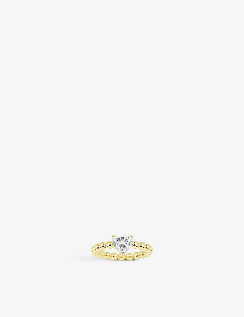 APM MONACO: Heart 18ct yellow gold-plated metal alloy and cubic zirconia ring