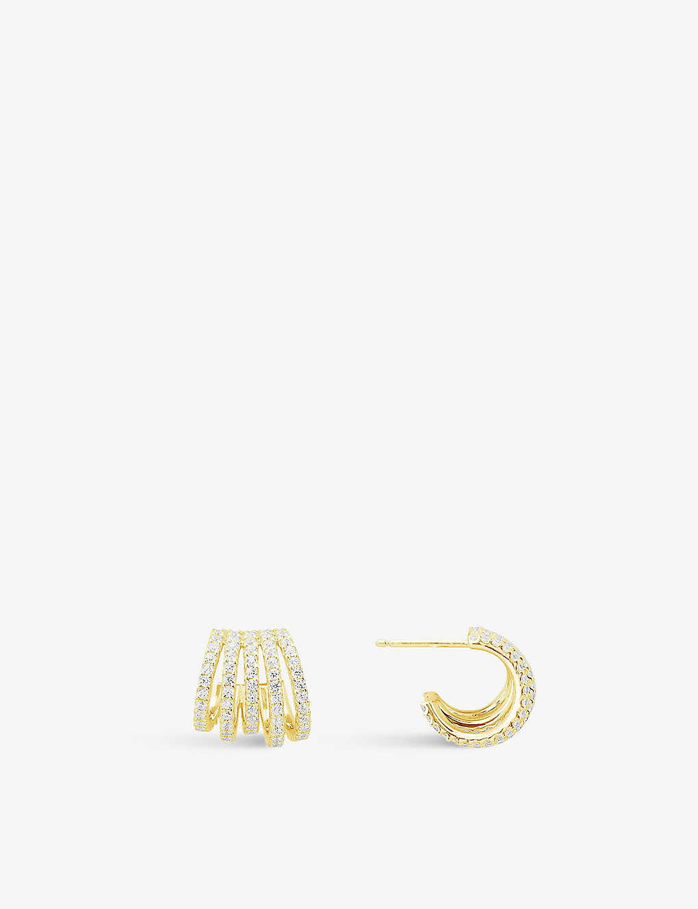 Apm Monaco Womens Yellow Gold Five Hoop 18ct Yellow Gold-plated Metal Alloy And Cubic Zirconia Earri