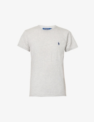 Polo Ralph Lauren Womens Cobblestone Heather Logo-embroidered Regular-fit Cotton-jersey T-shirt