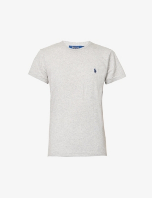 Polo Ralph Lauren Womens Cobblestone Heather Logo-embroidered Regular-fit Cotton-jersey T-shirt