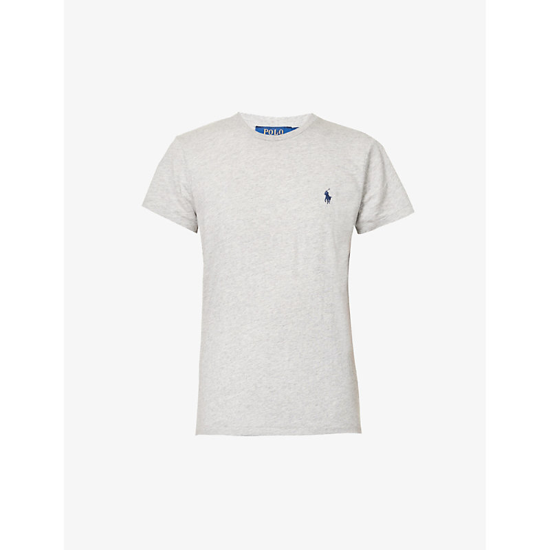 Polo Ralph Lauren Womens Cobblestone Heather Logo-embroidered Regular-fit Cotton-jersey T-shirt