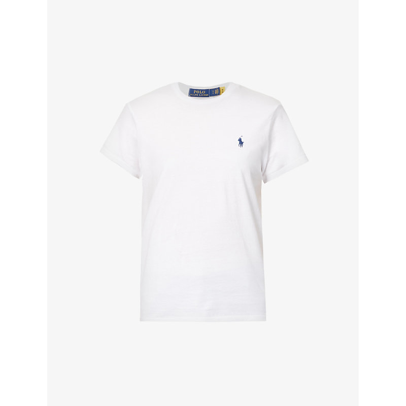 Polo Ralph Lauren Womens White Logo-embroidered Regular-fit Cotton-jersey T-shirt