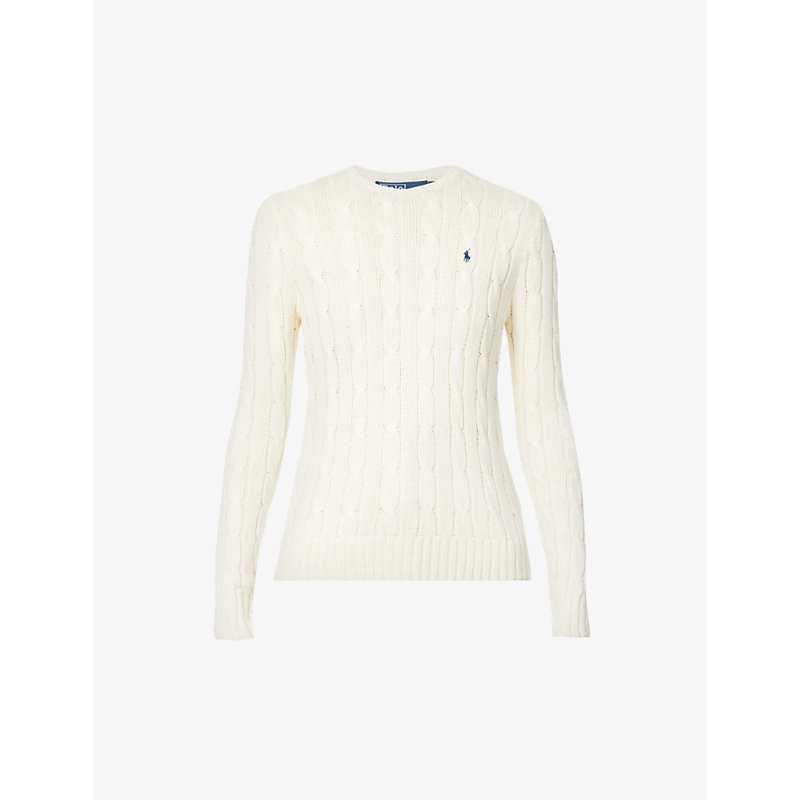 Shop Polo Ralph Lauren Julianna Brand-embroidered Regular-fit Cotton-knit Jumper In Cream