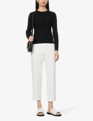 Polo Ralph Lauren Womens  Julianna Brand-embroidered Regular-fit Cotton-knit Jumper In Polo Black