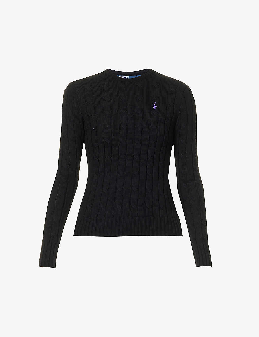 Shop Polo Ralph Lauren Womens Polo Black Julianna Brand-embroidered Regular-fit Cotton-knit Jumper