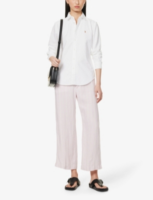 Polo Ralph Lauren Womens Bsr White Brand-embroidered Regular-fit Cotton Shirt In White