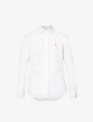 Polo Ralph Lauren Womens Bsr White Brand-embroidered Regular-fit Cotton Shirt