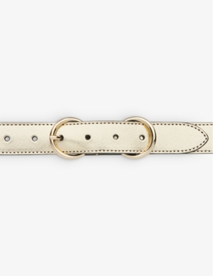 WHISTLES: Double-ring buckle-fastened metallic-leather belt
