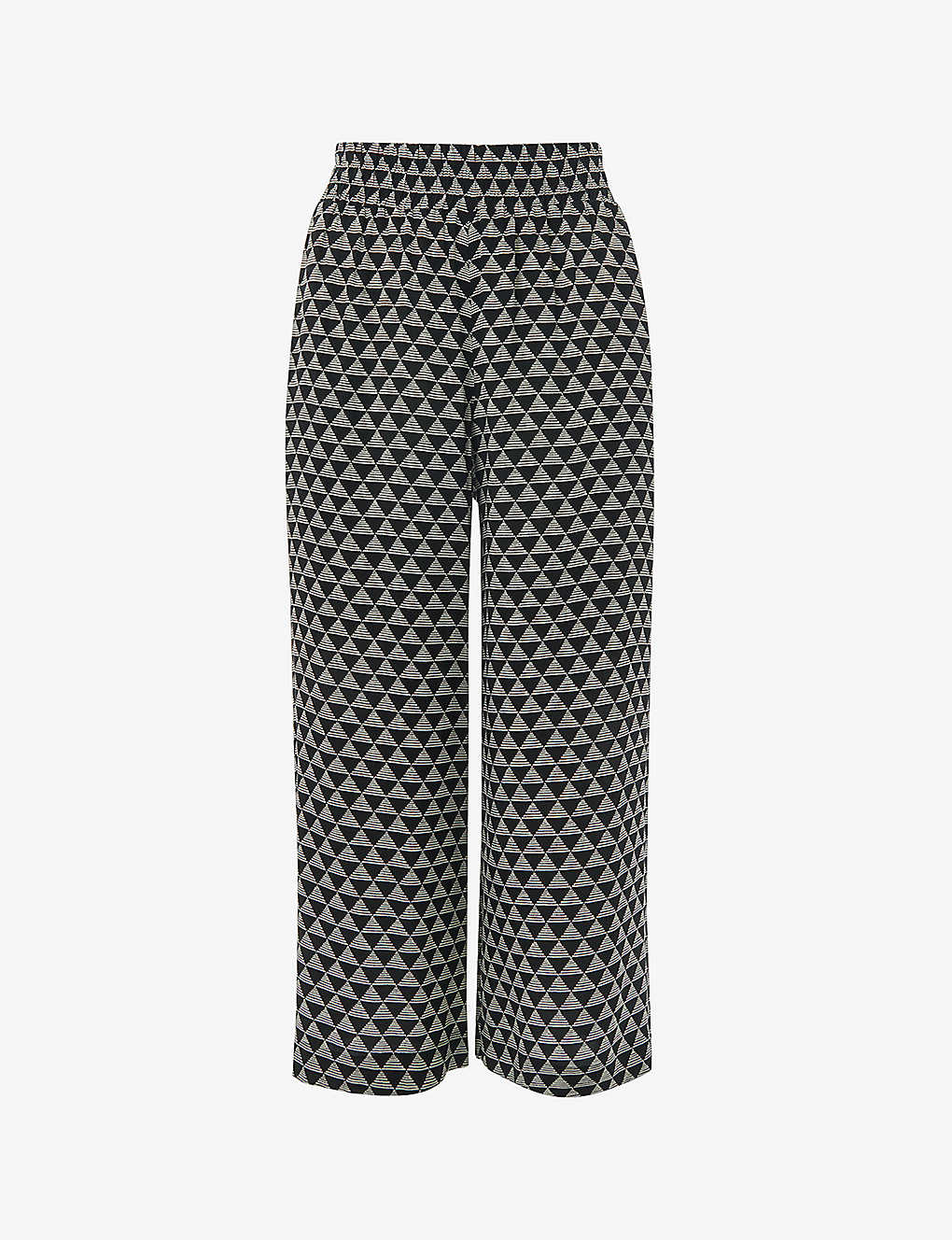 Whistles Womens Black Checkerboard-pattern Wide-leg High-rise Woven Trousers
