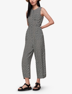 Shop Whistles Women's Black Checkerboard-pattern Ankle-length Woven Jumpsuit