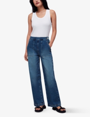 Shop Whistles Women's Blue Straight-leg High-rise Jeans