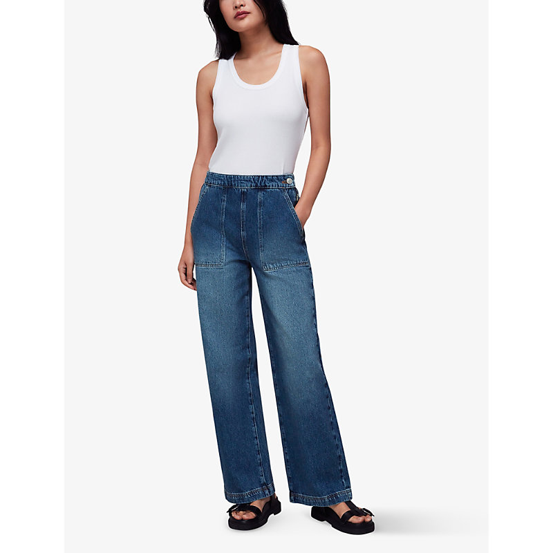 Shop Whistles Women's Blue Straight-leg High-rise Jeans