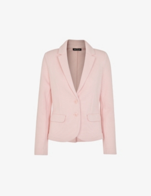 Whistles Womens Pink Slim-fit Notch-lapel Cotton-jersey Blazer