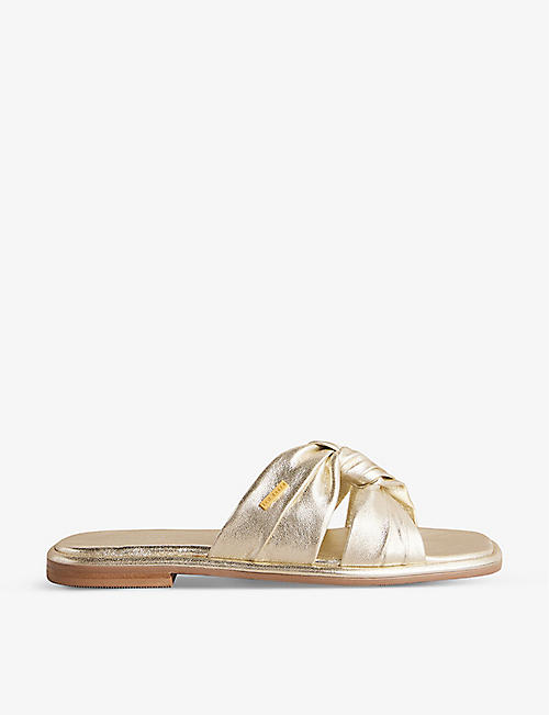 TED BAKER: Ashiyu knotted metallic-leather sandals