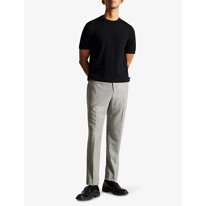 Shop Ted Baker Mens Grey Luccat Herringbone Slim-fit Woven Trousers
