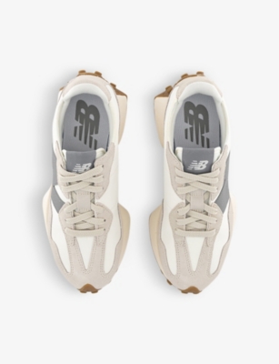 NEW BALANCE: 327 logo-embellished suede and shell low-top trainers