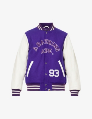 A BATHING APE - Brand-appliqué relaxed-fit wool-blend varsity