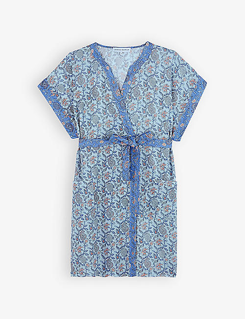 LAURENCE TAVERNIER: Floral-print self-tie relaxed-fit cotton robe