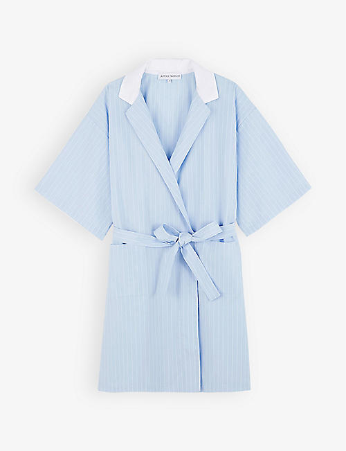 LAURENCE TAVERNIER: Stripe-pattern cotton kimono robe