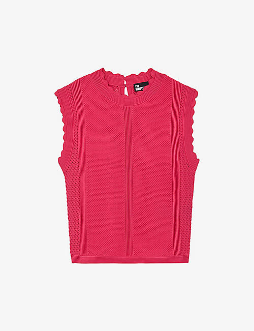 THE KOOPLES: Scalloped-trim sleeveless knitted top
