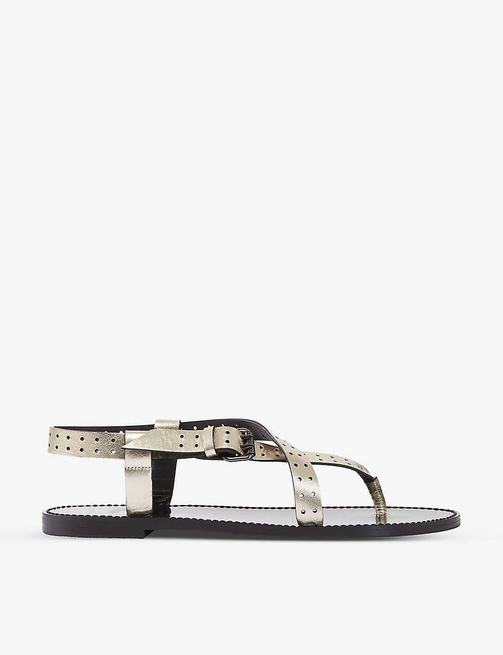The Kooples Leather Perforated Sandals In Gol06