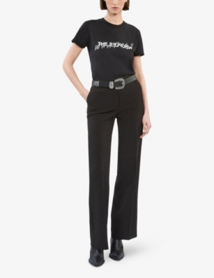 The Kooples Straight-leg High-rise Crepe Trousers In Bla01