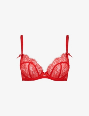 Lorna Lace Plunge Underwired Bra in Red | By Agent Provocateur