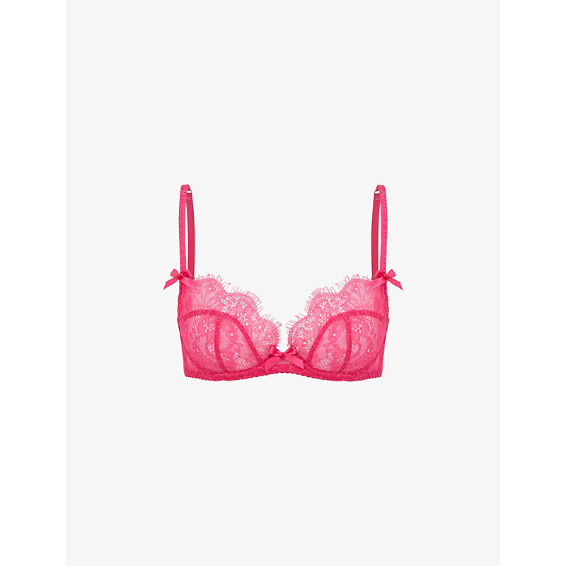 AGENT PROVOCATEUR AGENT PROVOCATEUR WOMENS FUCHSIA LORNA PLUNGE LACE UNDERWIRED BRA,66159033