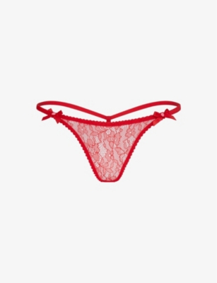 Agent Provocateur Womens Red Lorna Mid-rise Lace Thong In Red