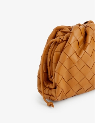 Shop Bottega Veneta Women's Caramel 20-gold Cloud Small Intrecciato Leather Clutch Bag