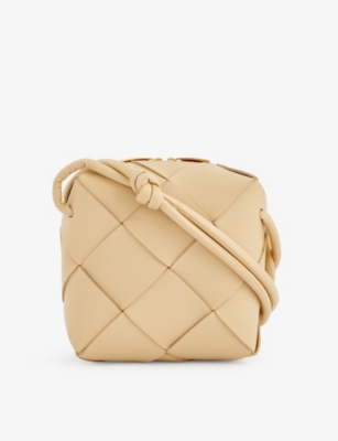 Bottega Veneta Small Loop Intrecciato Leather Shoulder Bag In Porridge Gold