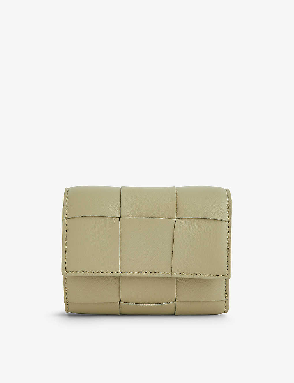 Bottega Veneta Womens Travertine-gold Trifold Intrecciato Leather Wallet