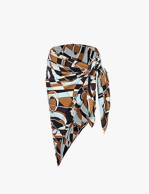 FAITHFULL THE BRAND: Playa geometric-pattern woven midi skirt