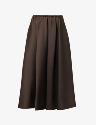 Valentino Techno Duchesse Midi Skirt In Ebano