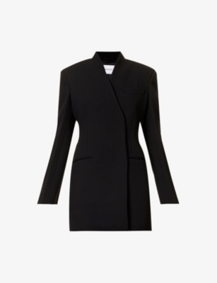 Ferragamo Womens Black V-neck Split-cuff Wool Jacket