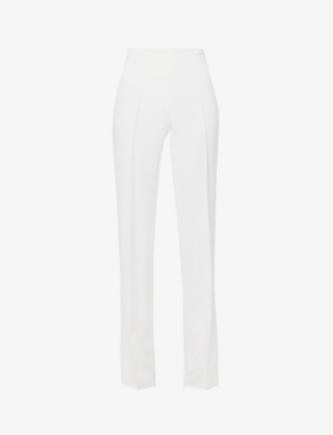 FERRAGAMO Pleated stretch-ponte straight-leg pants