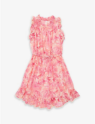 ZIMMERMANN: Floral-print ruffle-hem cotton-poplin dress 4-12 years